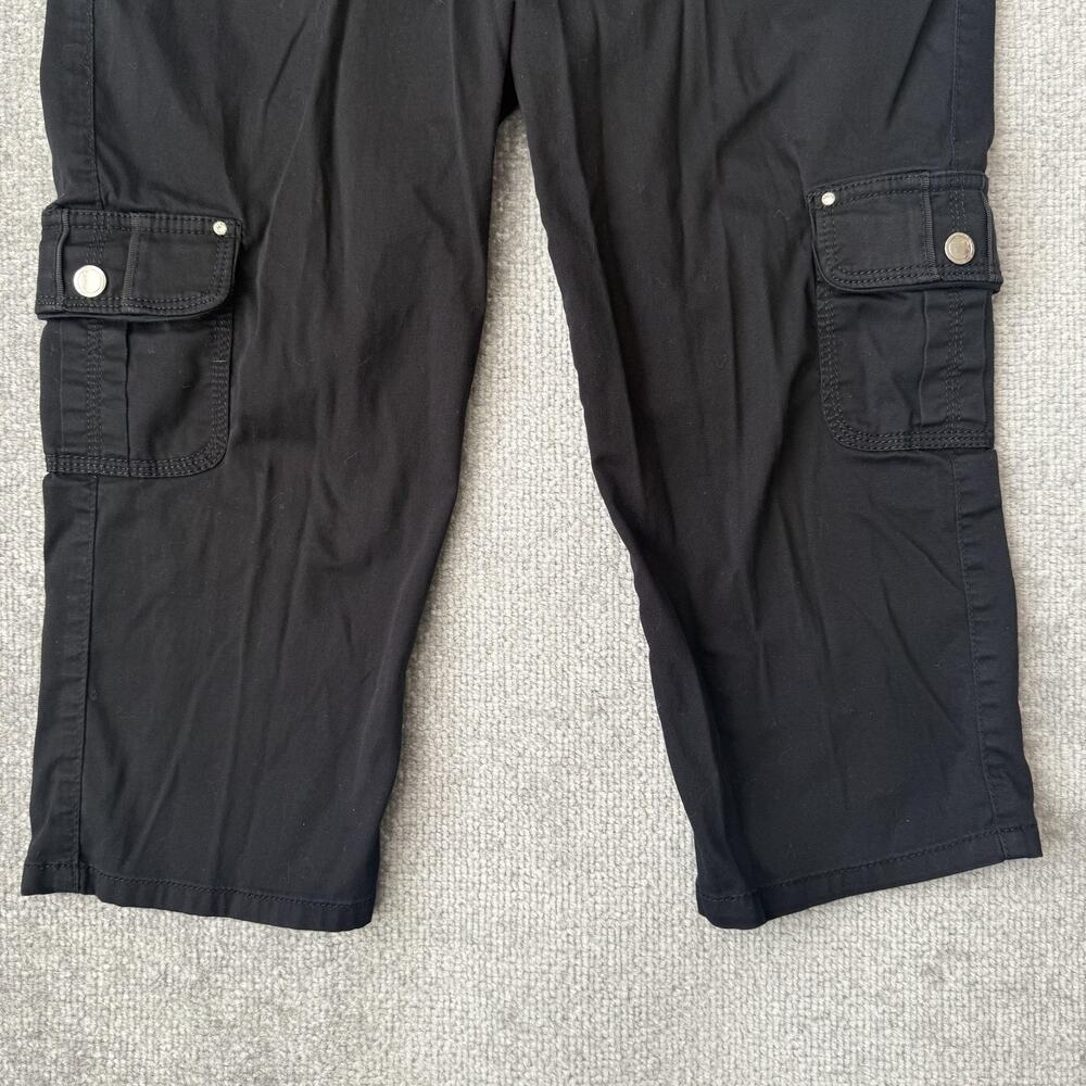 White House Black Market Pants Womens 2 Black Crop Leg Cargo Embroidered Stretch - Picture 3 of 12